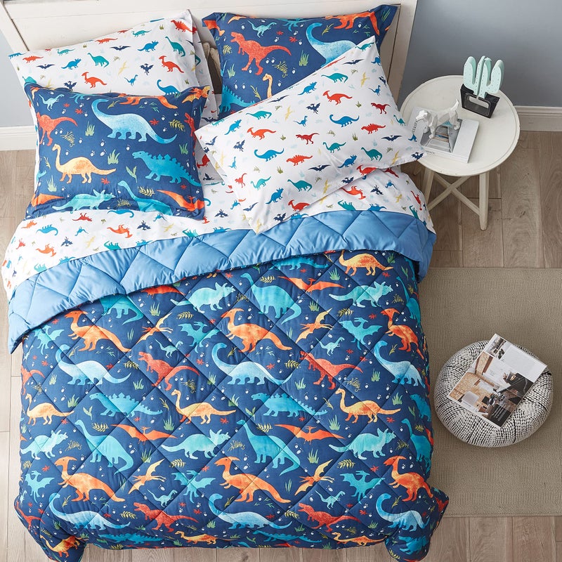 UMCHORD Kids Twin Bedding Comforter Set for Boys  5 Pieces Soft Lightweight Dinosaur Bedding Twin Set with Sheets  Bed in a Bag  Durable Boys Twin Comforter Set - Image 3